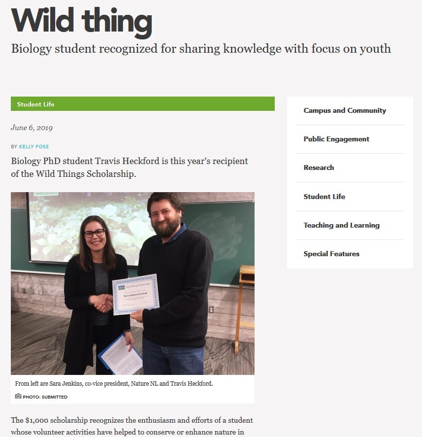 Scholarship winner featured in the MUN Gazette Scholarship winner featured in the MUN Gazette