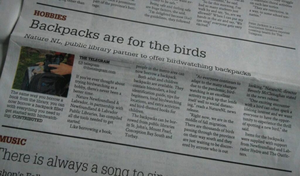 Birdwatching Backpacks in The Telegram