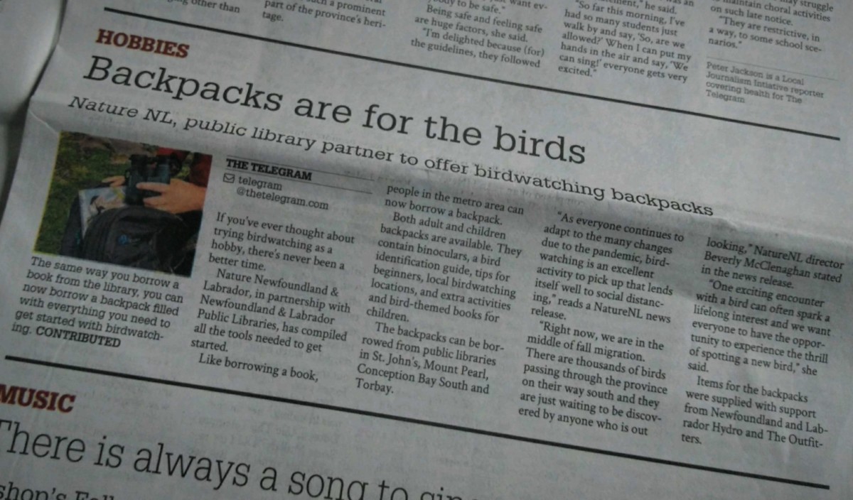 Read more about the article Birdwatching Backpacks in The Telegram